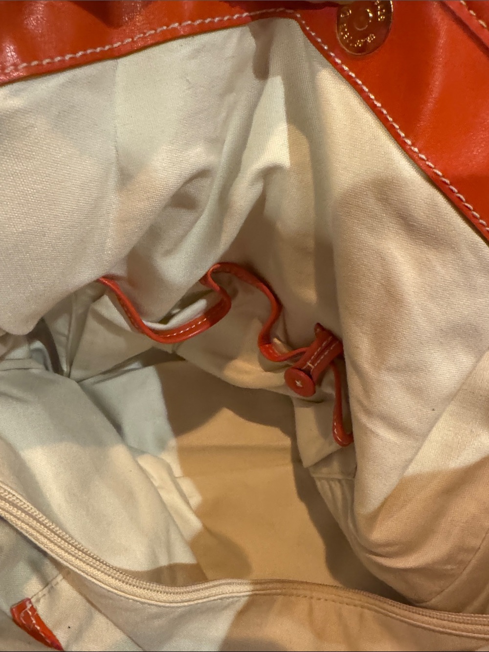 NWT Francesco Biasia Perfect Striped Canvas Leather Tote Bag Orange Luxury Italy - Picture 7 of 14
